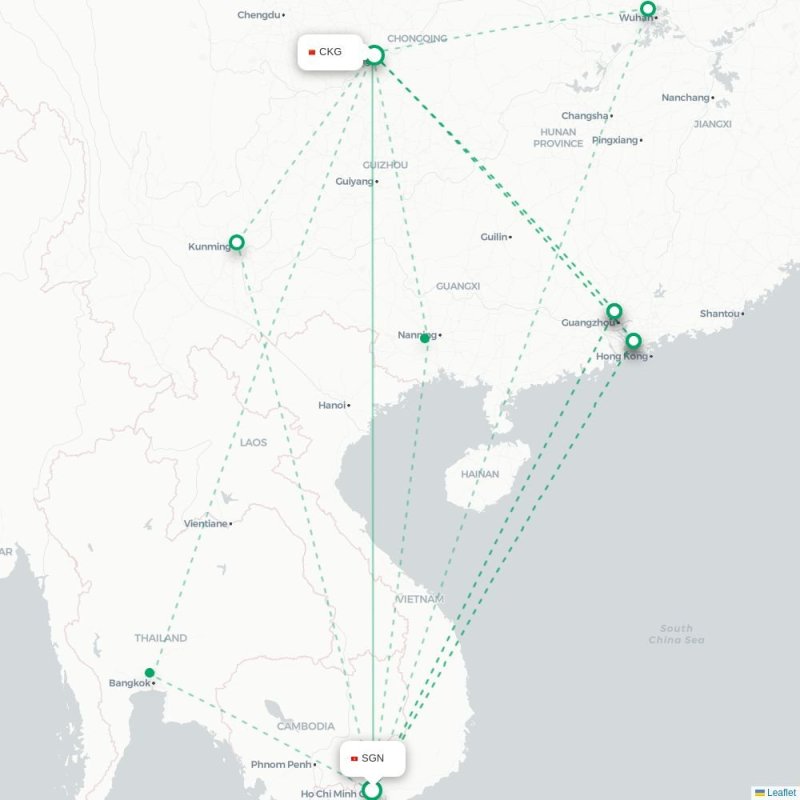 SGN - CKG route map
