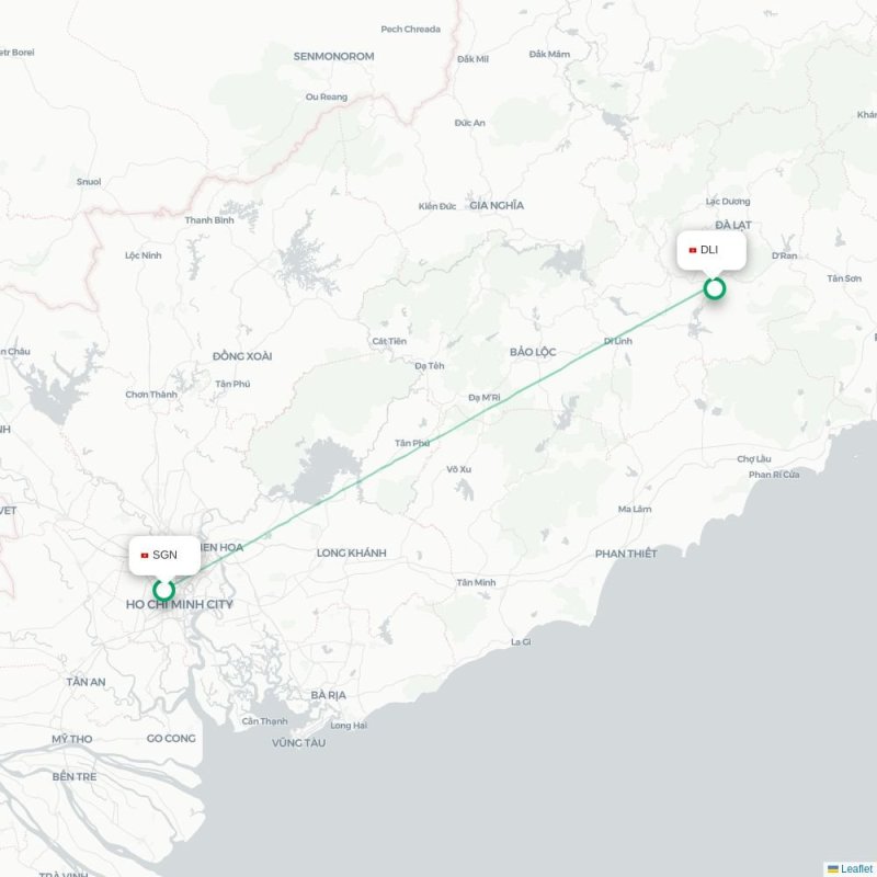SGN - DLI route map