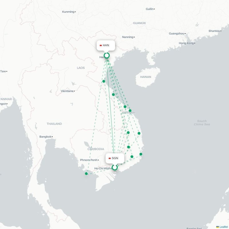 SGN - HAN route map
