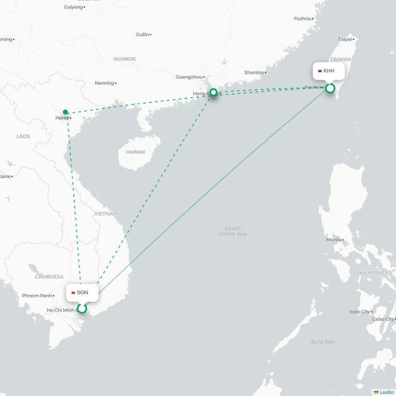 SGN - KHH route map
