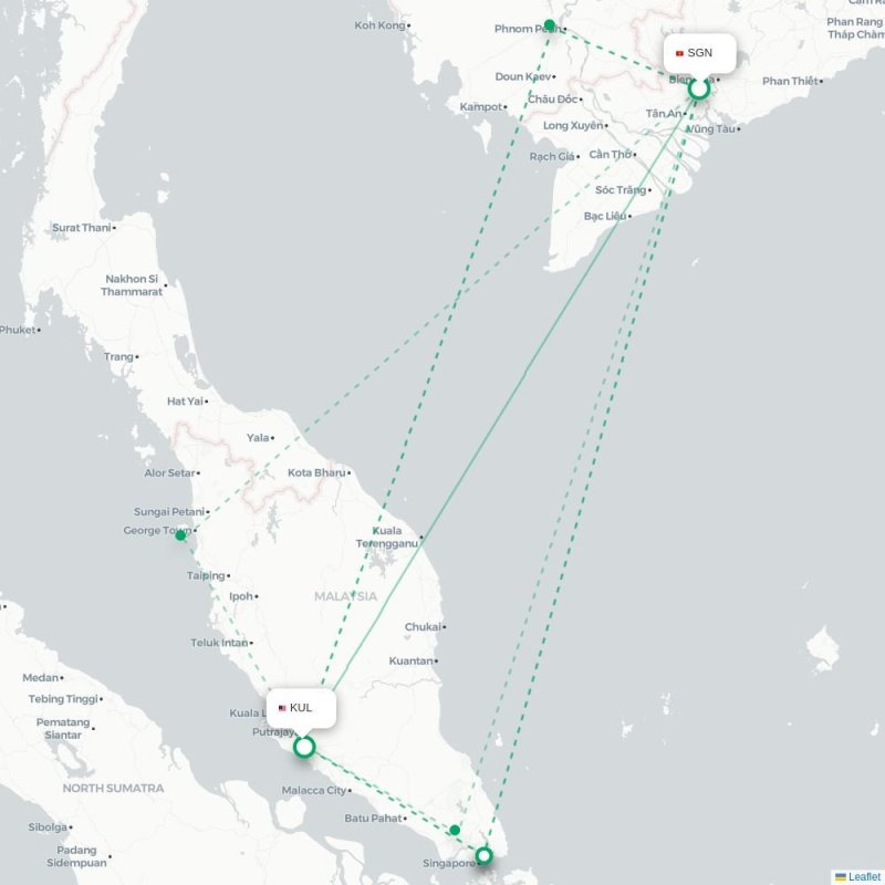 SGN - KUL route map
