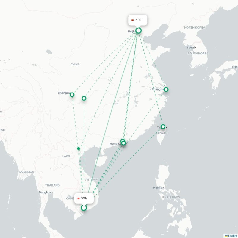 SGN - PEK route map
