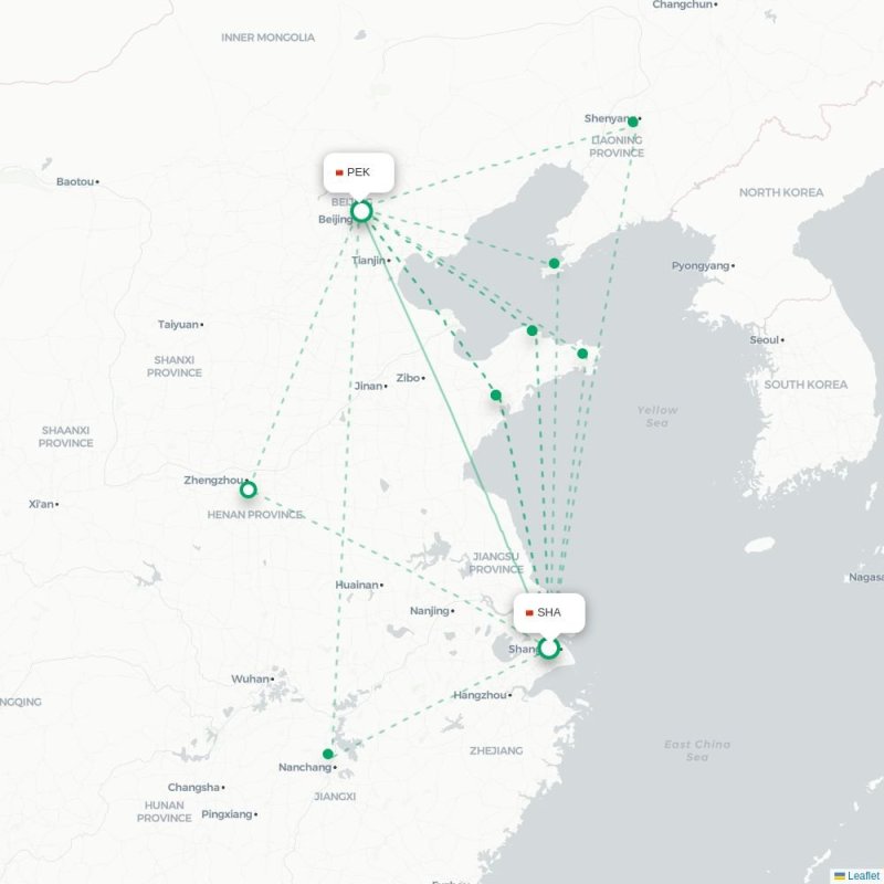 SHA - PEK route map