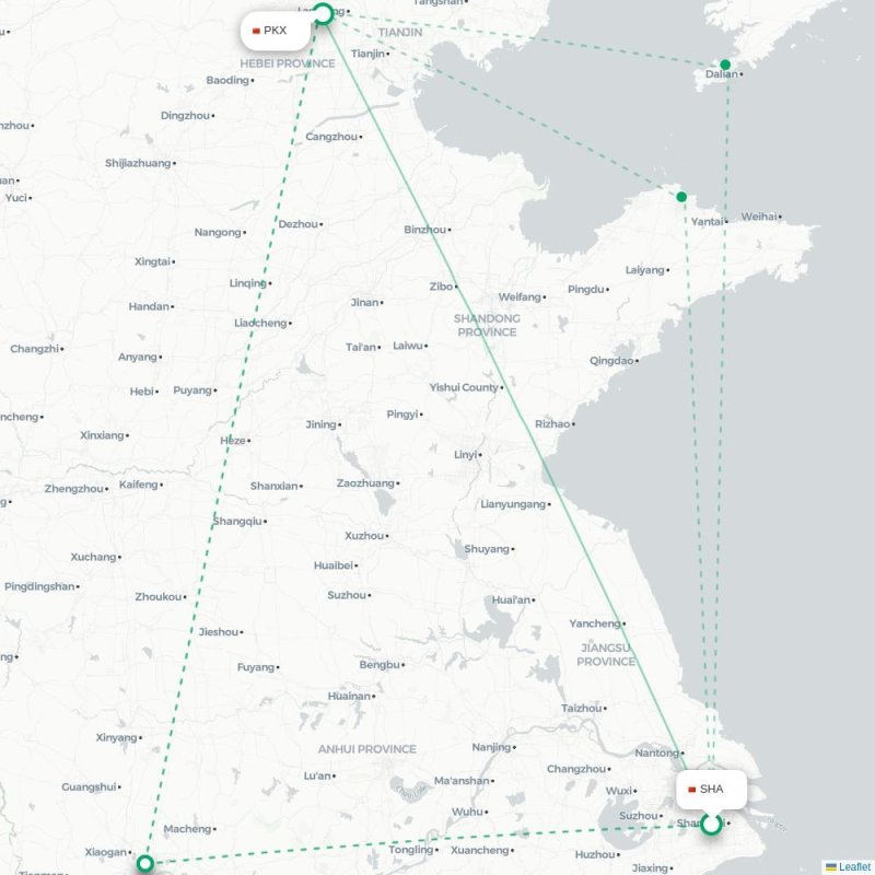 SHA - PKX route map