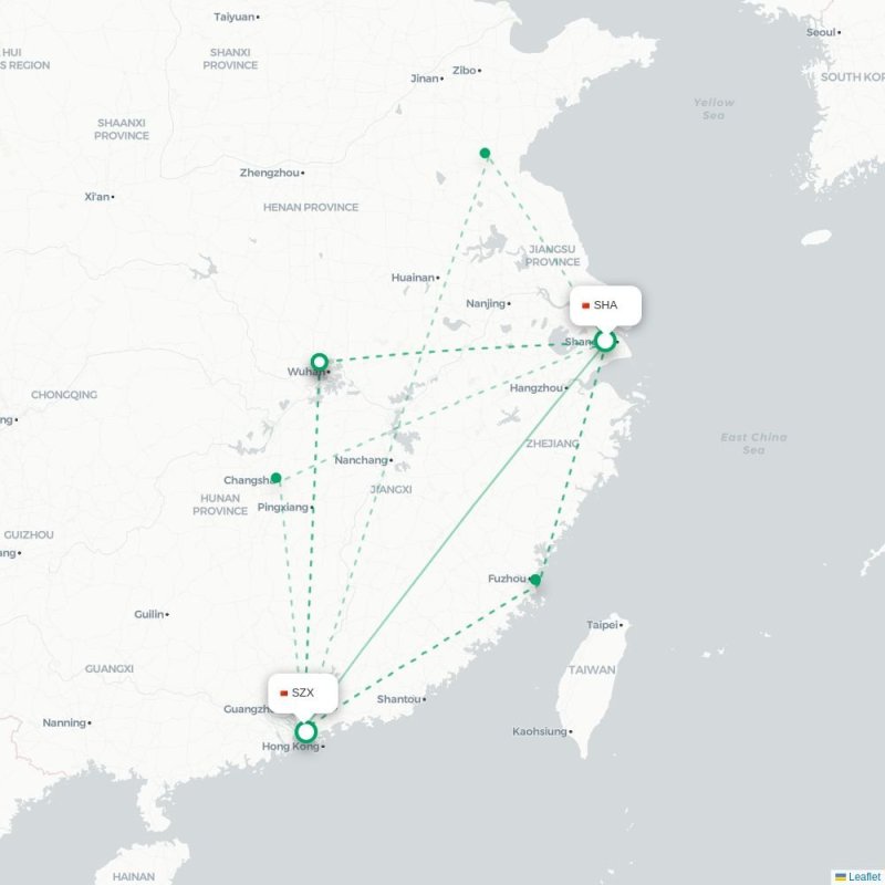 SHA - SZX route map