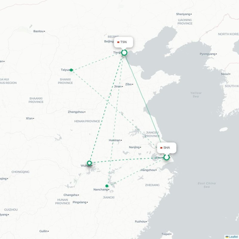 SHA - TSN route map
