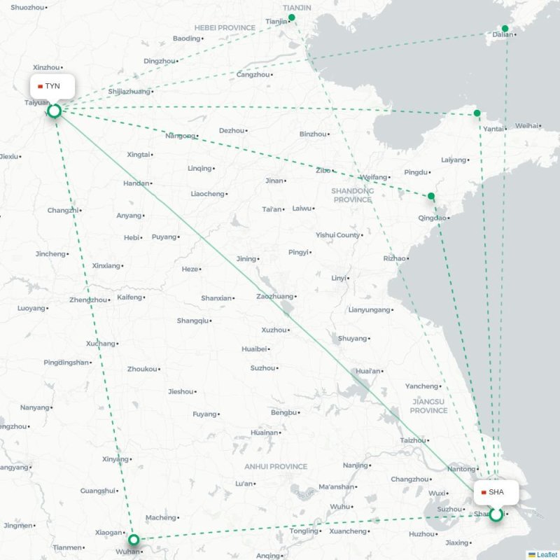 SHA - TYN route map