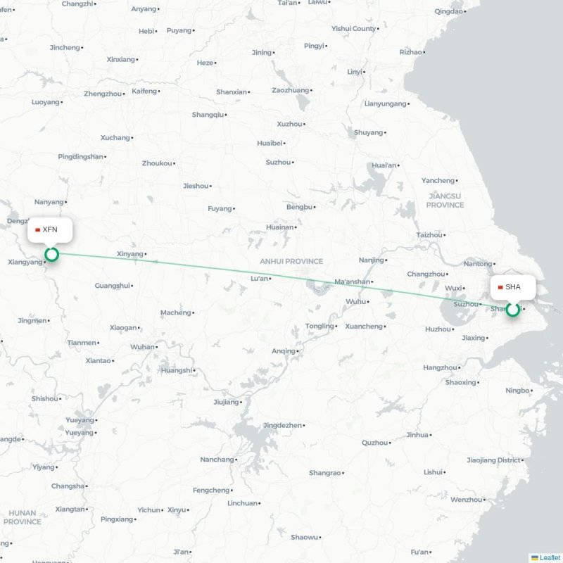 SHA - XFN route map
