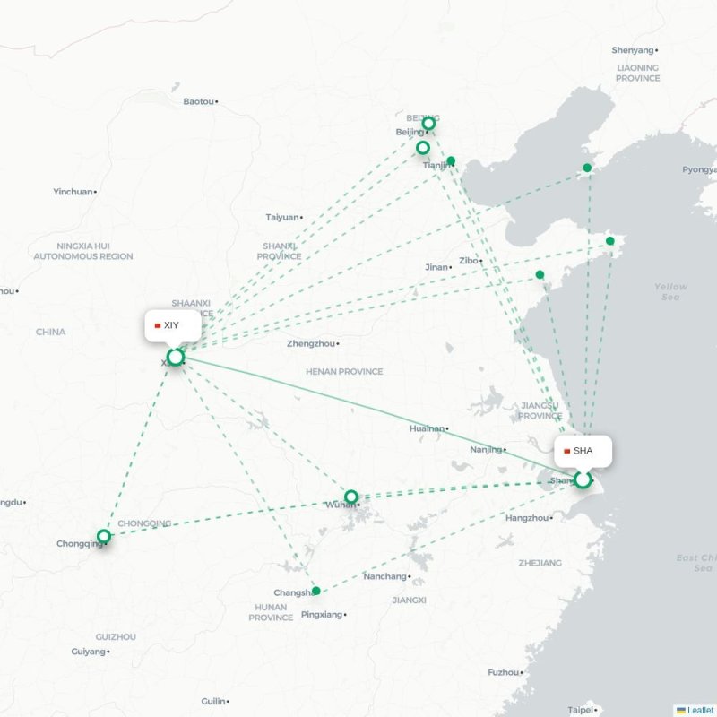 SHA - XIY route map
