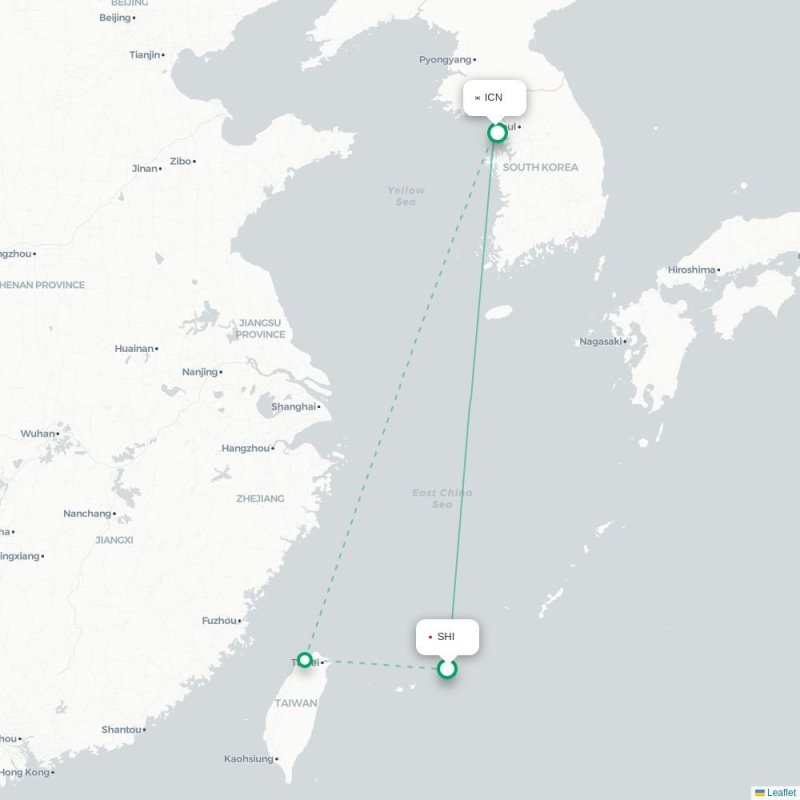 SHI - ICN route map