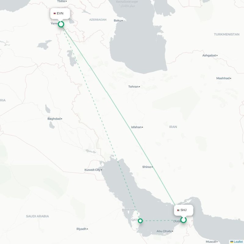 SHJ - EVN route map