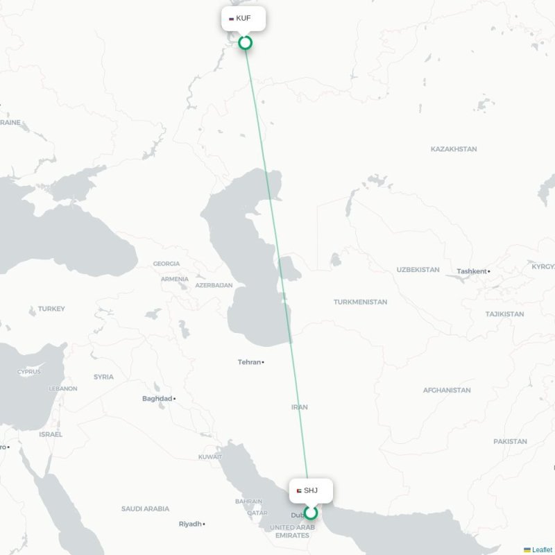 SHJ - KUF route map
