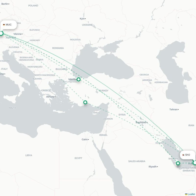 SHJ - MUC route map