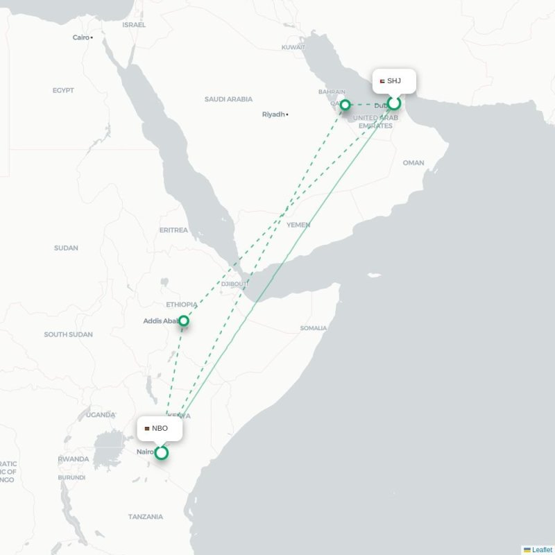 SHJ - NBO route map