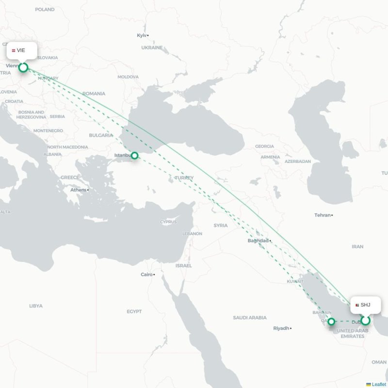 SHJ - VIE route map