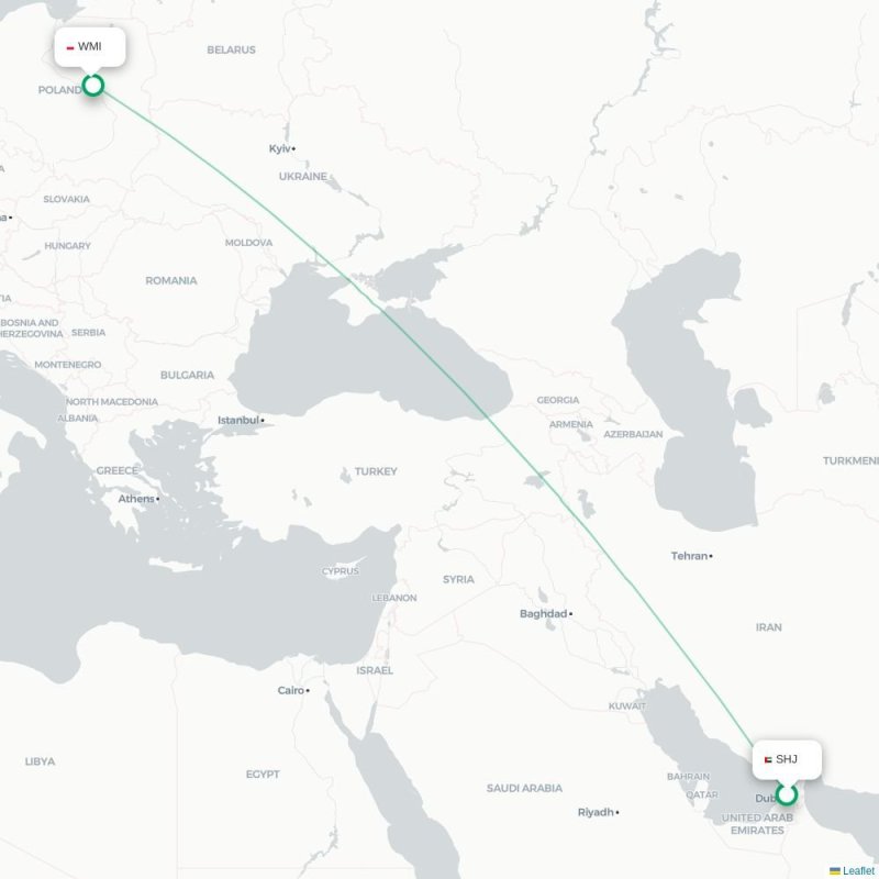 SHJ - WMI route map
