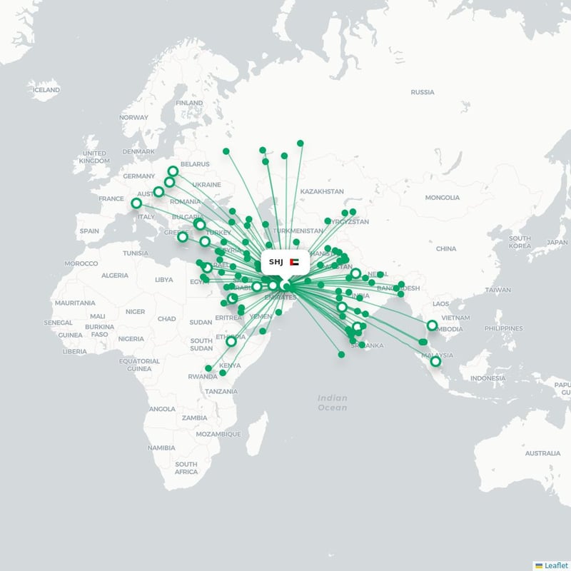 Route map Sharjah  SHJ airport