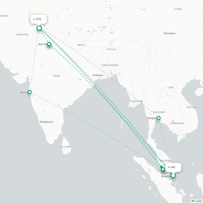 SIN - ATQ route map