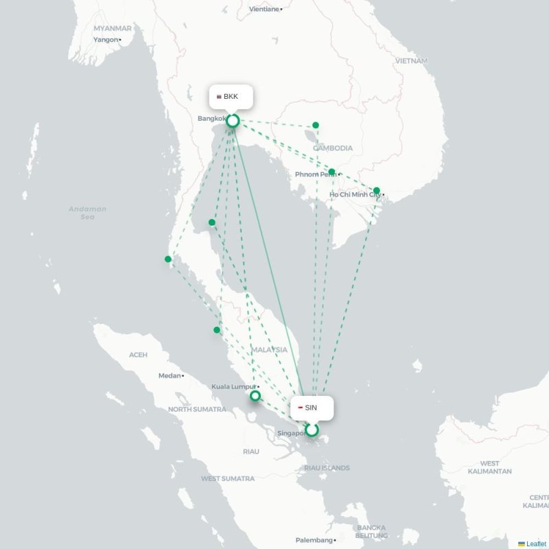 SIN - BKK route map