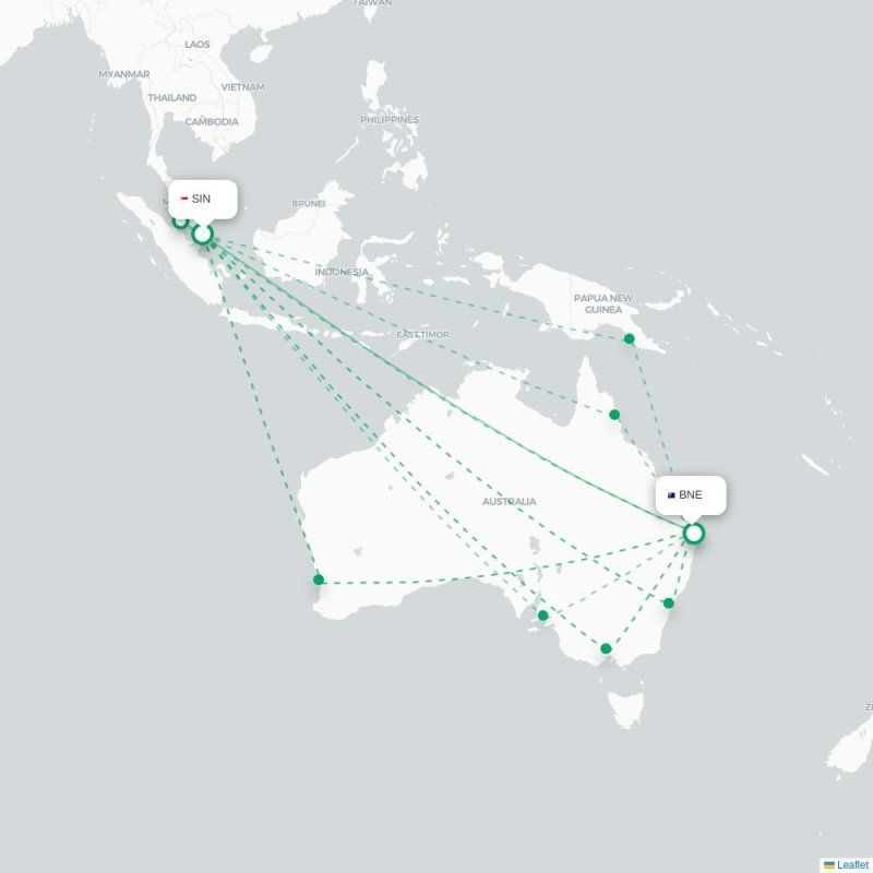 SIN - BNE route map
