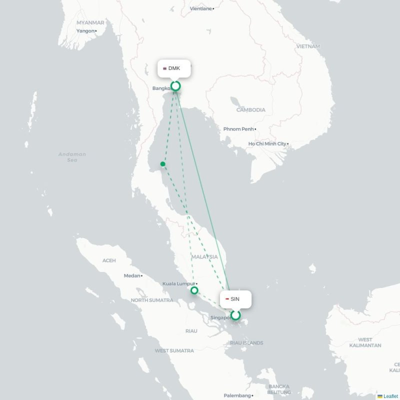 SIN - DMK route map