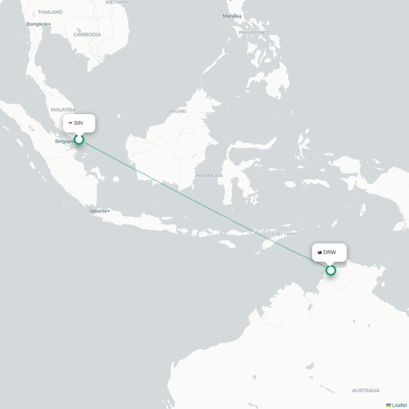 SIN - DRW route map