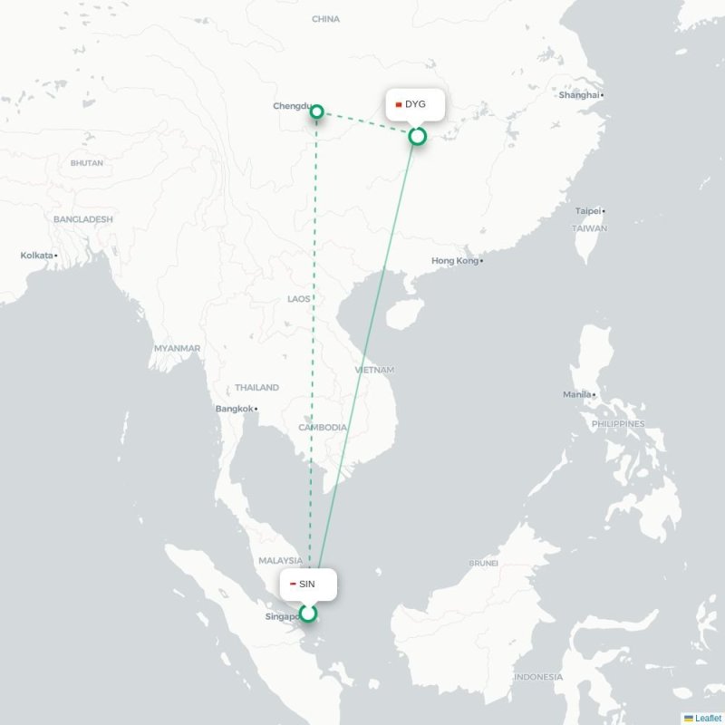 SIN - DYG route map