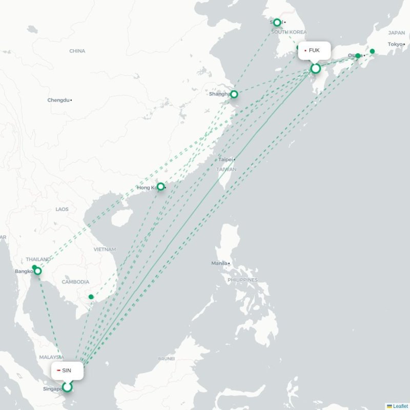 SIN - FUK route map