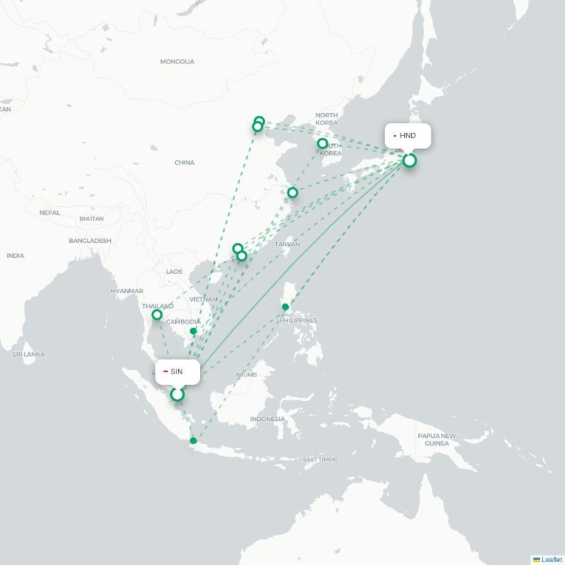 SIN - HND route map