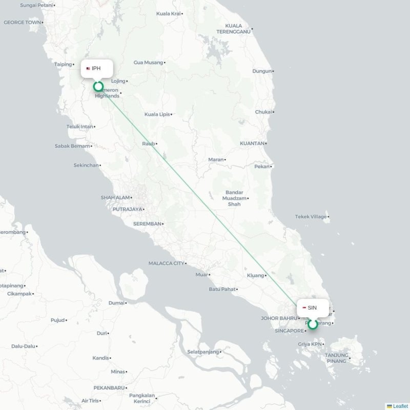 SIN - IPH route map