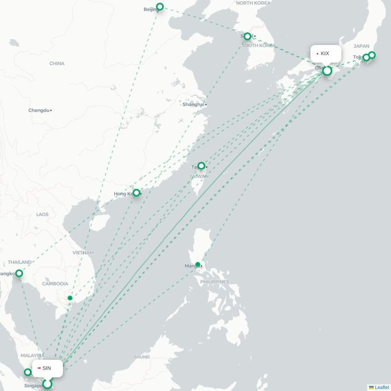 SIN - KIX route map