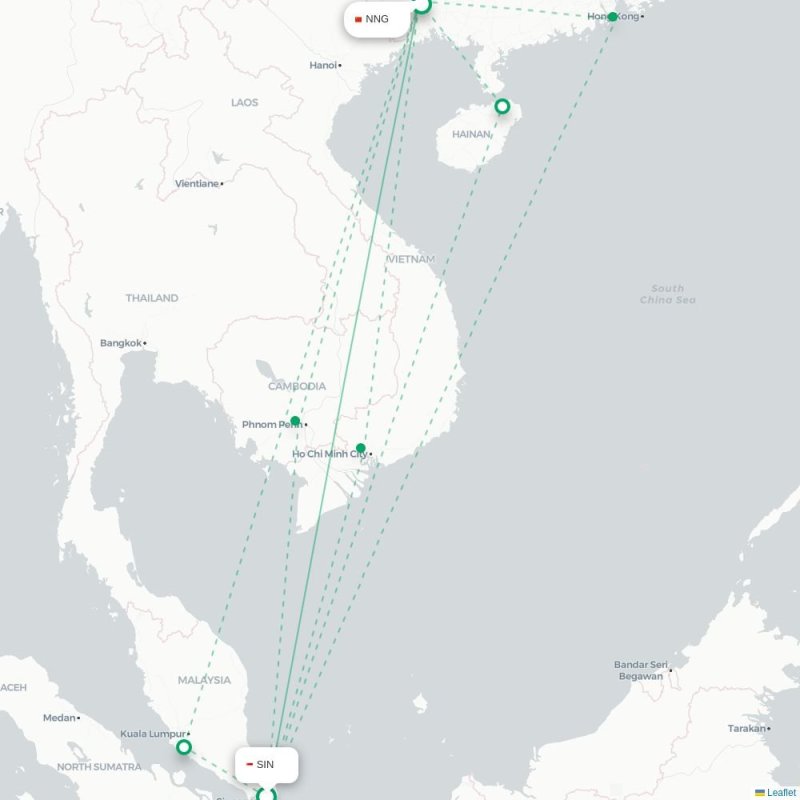 SIN - NNG route map