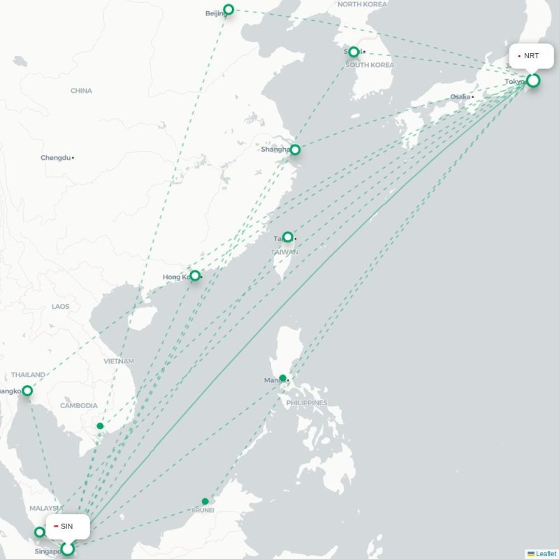 SIN - NRT route map