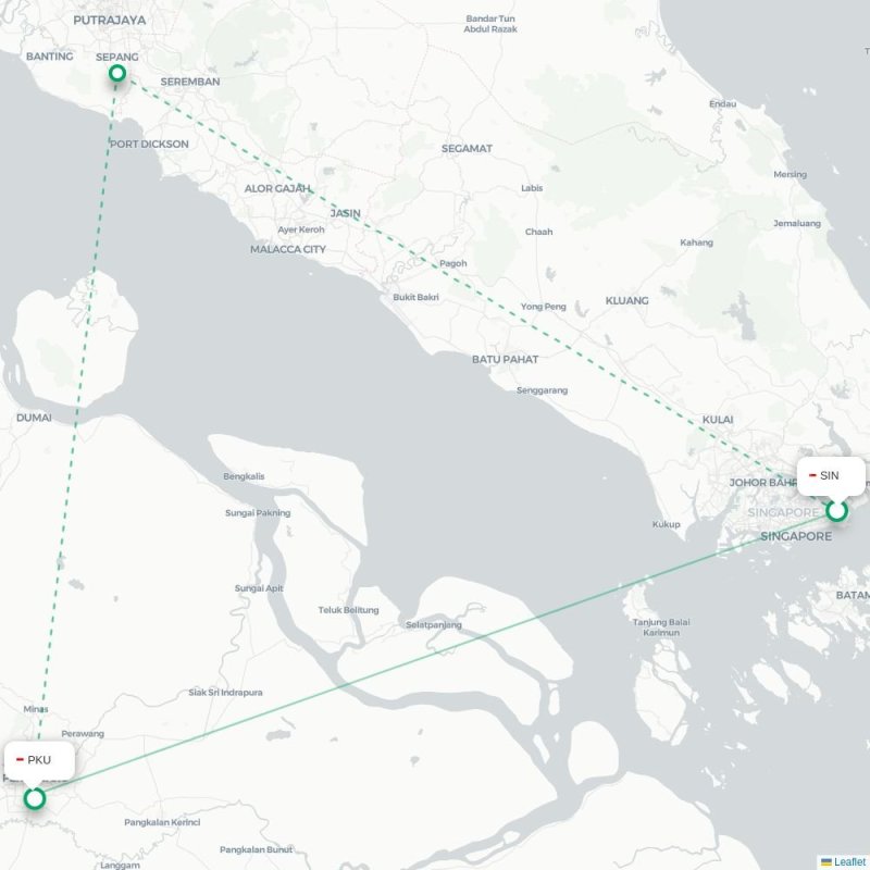SIN - PKU route map