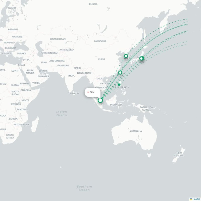 SIN - SEA route map