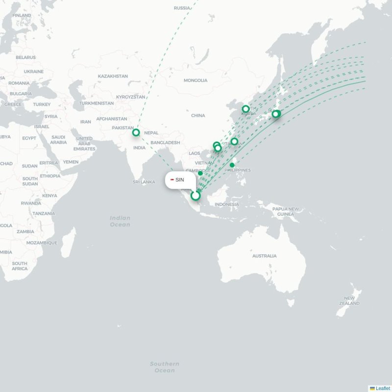 SIN - SFO route map
