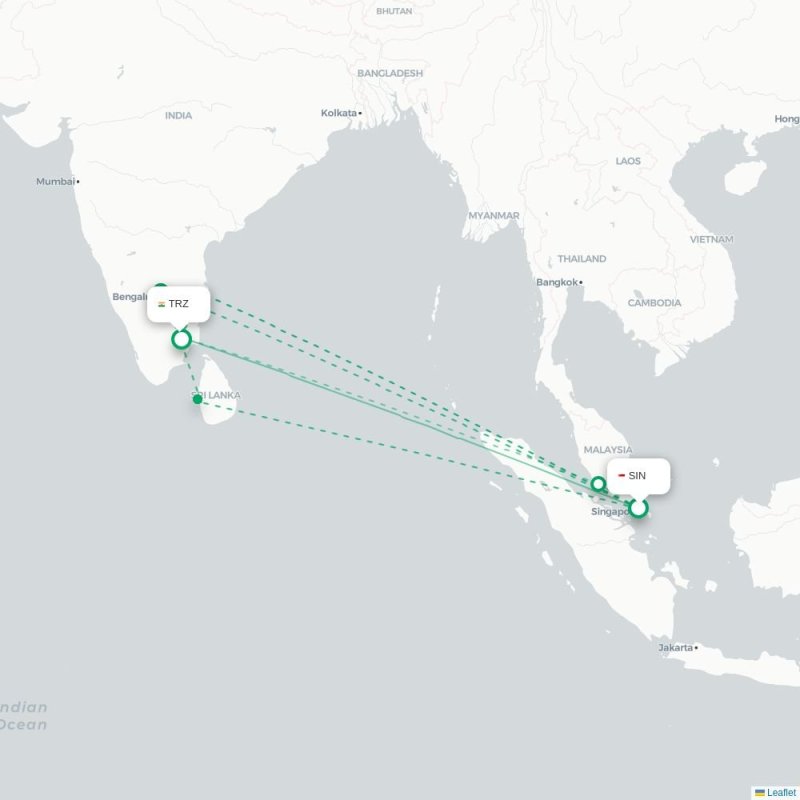 SIN - TRZ route map