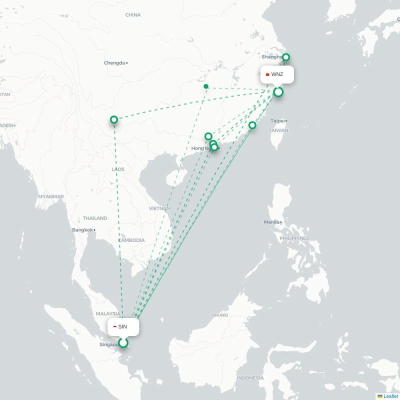 SIN - WNZ route map