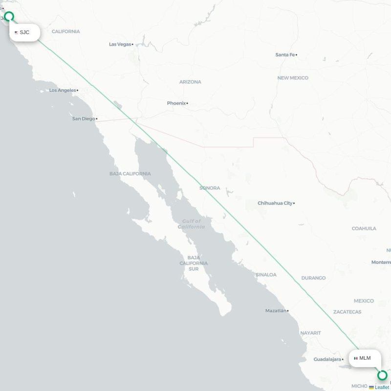 SJC - MLM route map