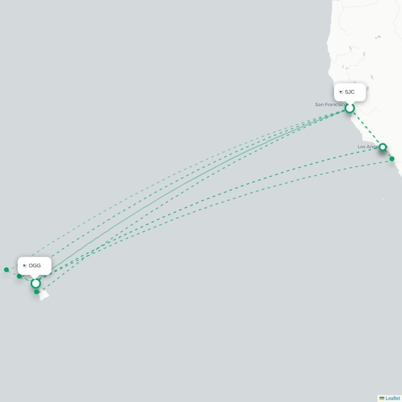 SJC - OGG route map
