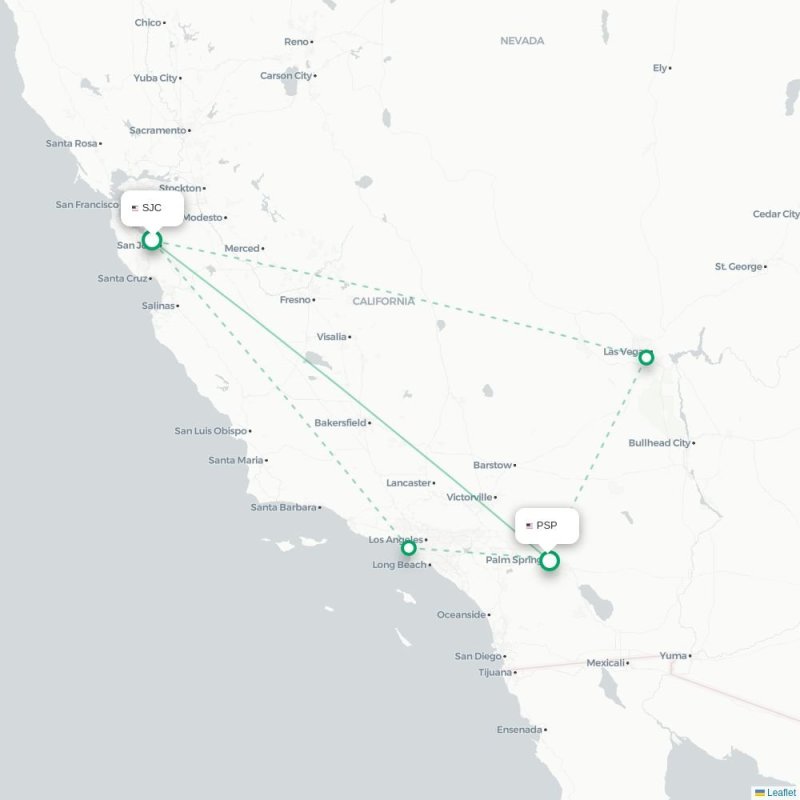 SJC - PSP route map