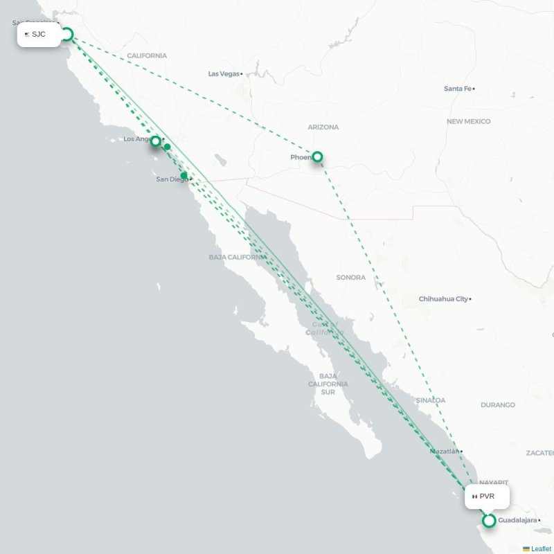 SJC - PVR route map