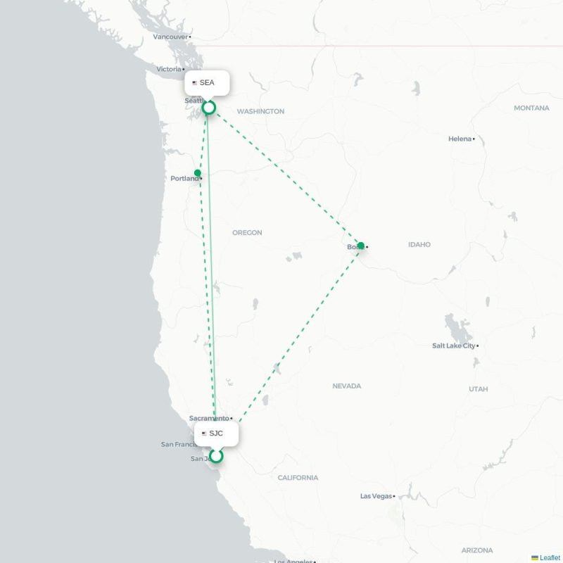 SJC - SEA route map