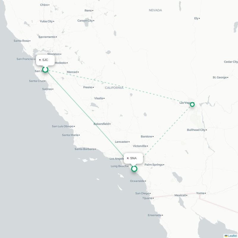 SJC - SNA route map