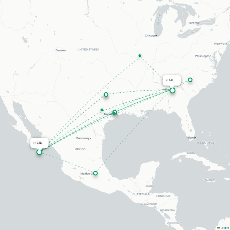 SJD - ATL route map