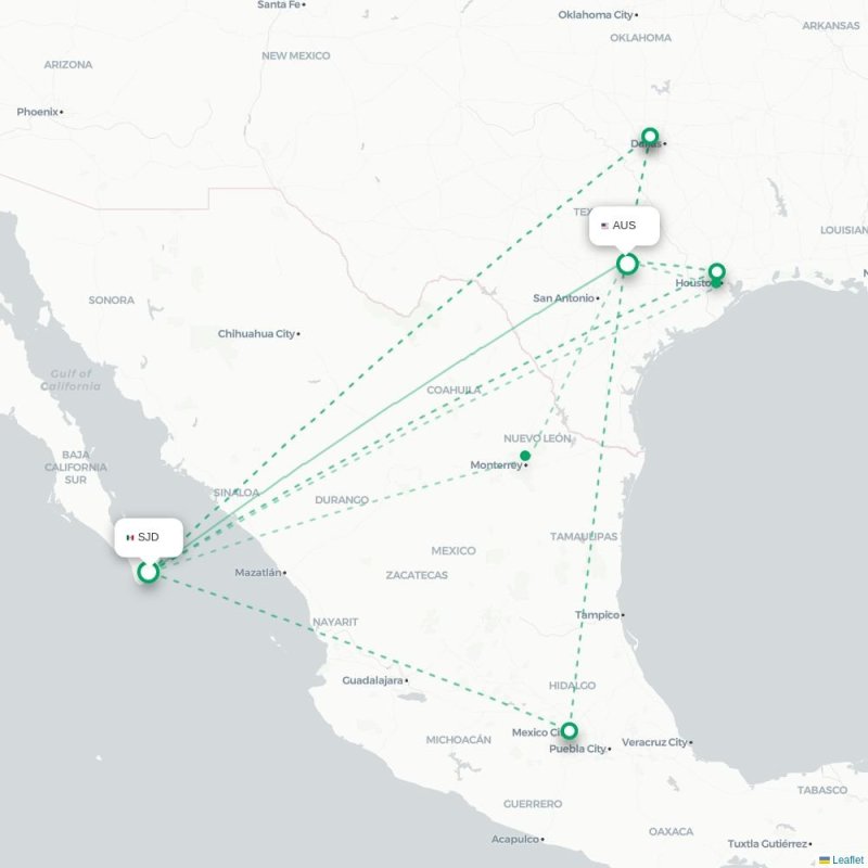 SJD - AUS route map