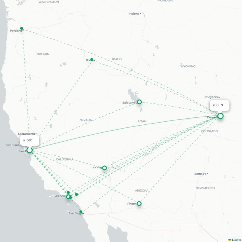 SJD - DEN route map