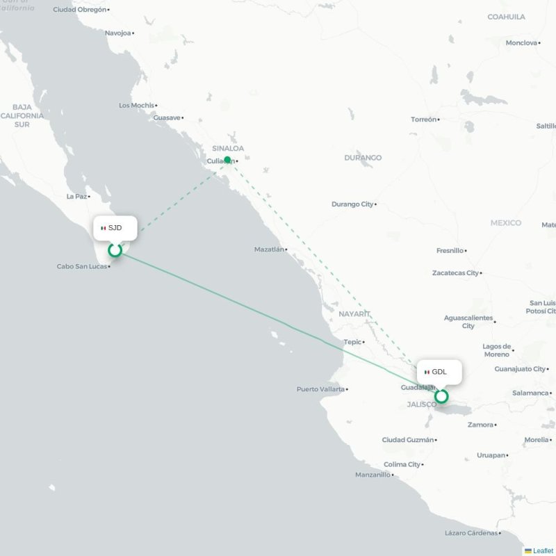 SJD - GDL route map