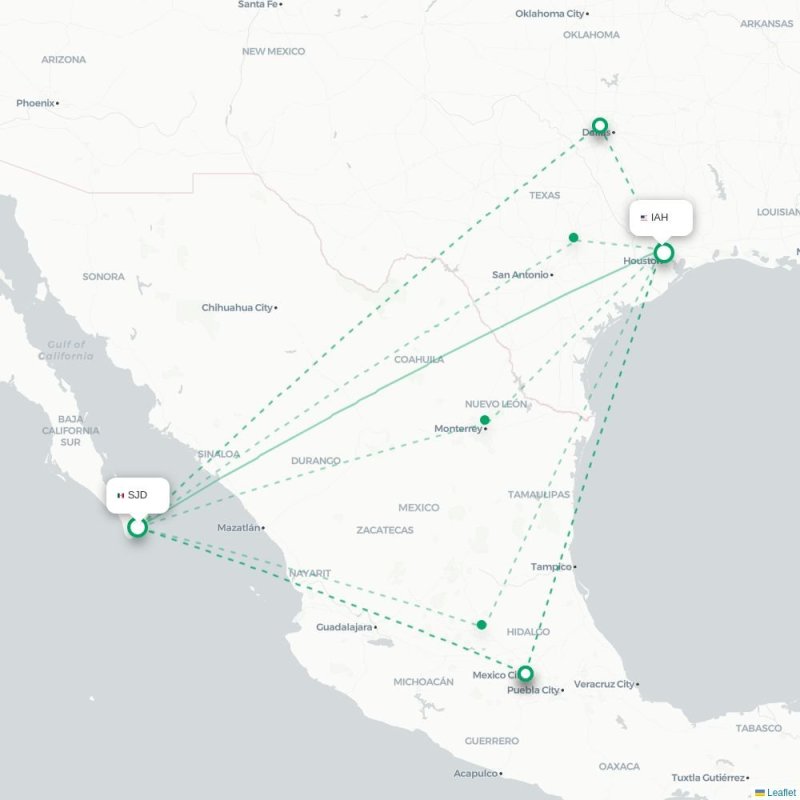 SJD - IAH route map