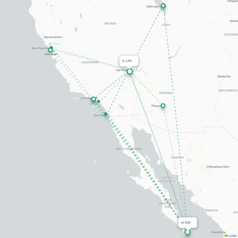 SJD - LAS route map